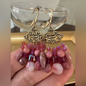 Gorgeous pink stone dangle earrings
